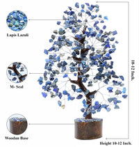 Lapis Lazuli Chakra Tree of Life - Crystal Tree for Positive Energy, Feng Shui Decor - Gemstone Money Bonsai Tree, Good Luck Healing Crystals - Blue Meditation Stones, Spiritual Unique Gift 10-12