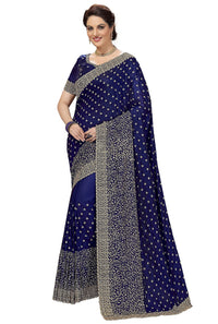 PANASH TRENDS Women's  Heavy Embroidered Silk Saree Women