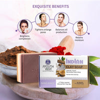 Ayouthveda Handmade Indian Clay Soap | Nourishes Protects & Hydrates Skin | A Three Layered Mineral Rich Clay Bar| Daily use Bar for Both Men & Women (Pack Of 2-110g each)