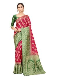 SATYAM WEAVES Women's  Banarasi Cotton Silk Saree With Blouse Piece