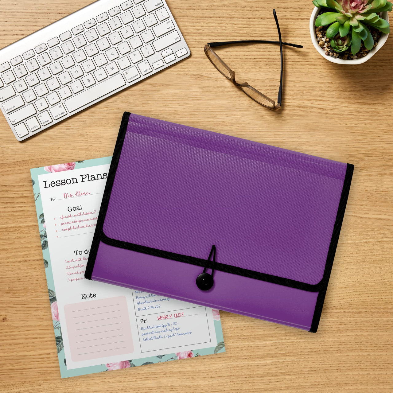 Avery Expanding File Folder Organizer, 7-Pocket Accordion File Organizer, Plum, Holds 425 Letter/A4-Size Sheets (73552) 7 Pockets
