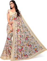 Shangrila Designer Digital Pastel Prints Weightless Georgette Saree With Blouse Piece