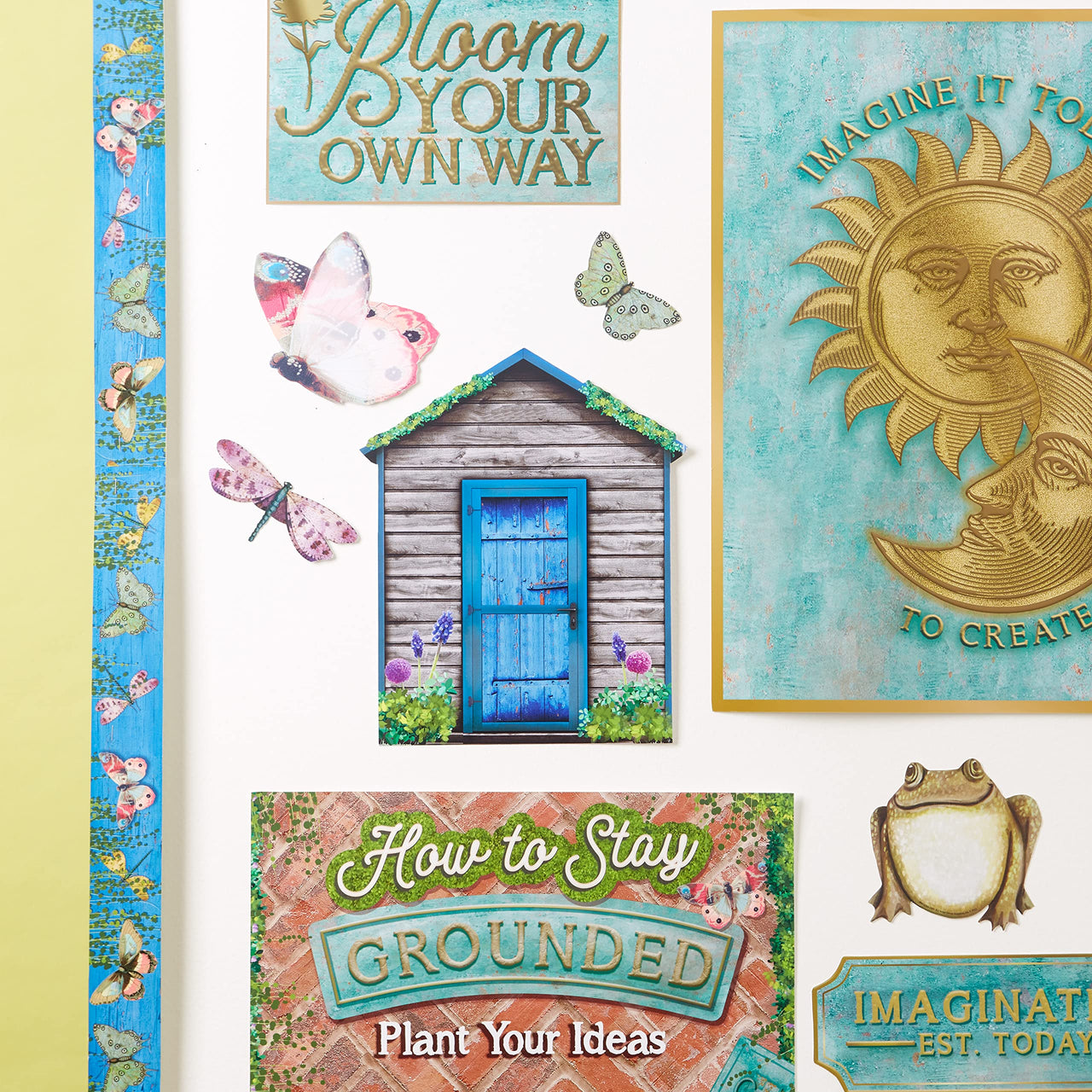 Eureka Curiosity Garden Gallery Wall Motivational Classroom Bulletin Board Set for Teachers, 26 Pieces