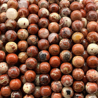 ABCGEMS Morgan-Hill California White-Lace Poppy Jasper Beads (Gorgeous Quartz Inclusion) Healing Energy Crystal Stone Ideal for Bracelet Necklace DIY Jewelry Making Craft Women Smooth Round Tiny 6mm Morgan-Hill White-Lace Poppy Jasper (From USA)