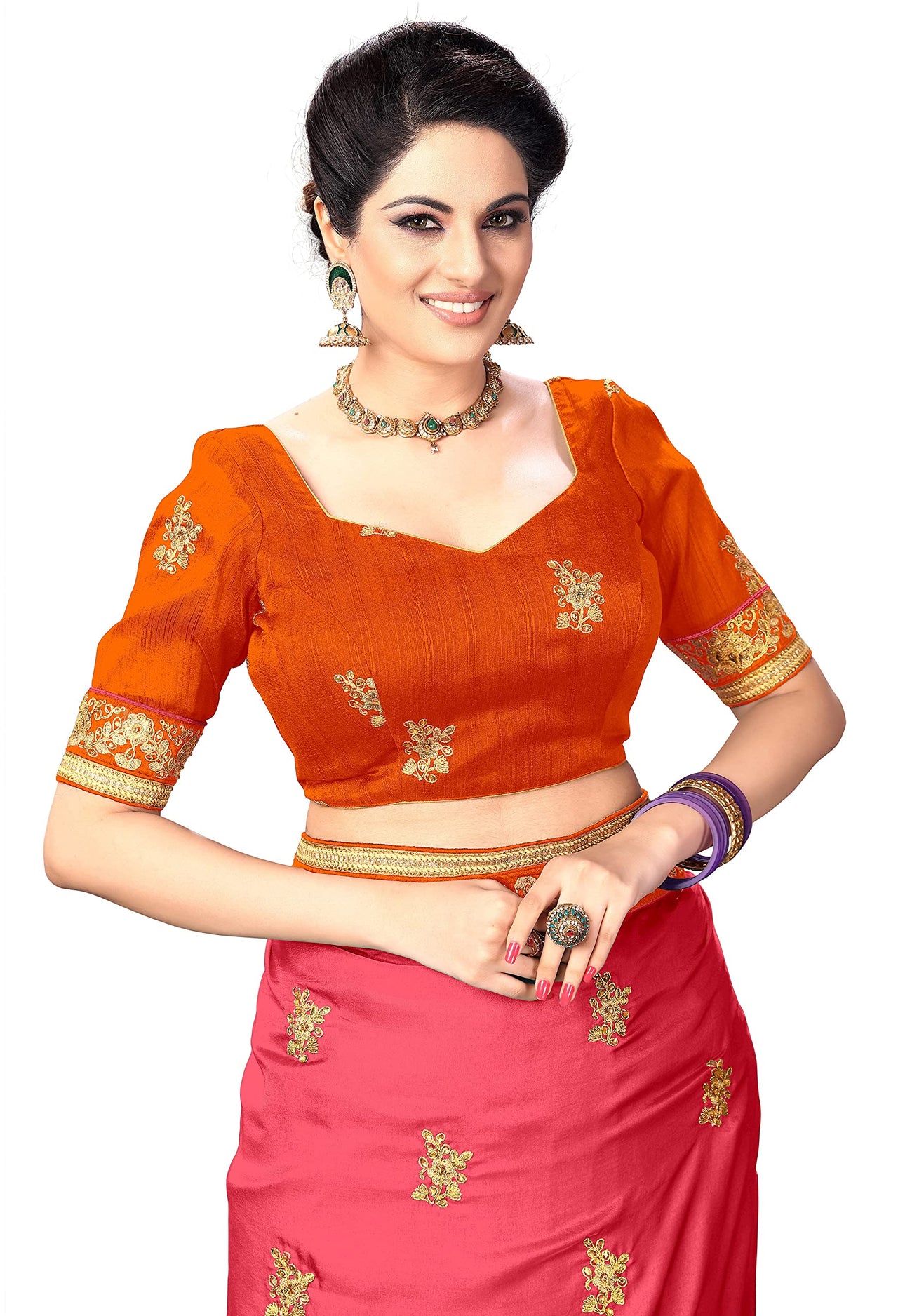 PANASH TRENDS Women's  Barfi Silk Heavy Embroidery Work Saree