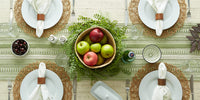 DII Farmhouse Braided Stripe Table Runner Collection, 15x108 (15x113, Fringe Included), Antique Green