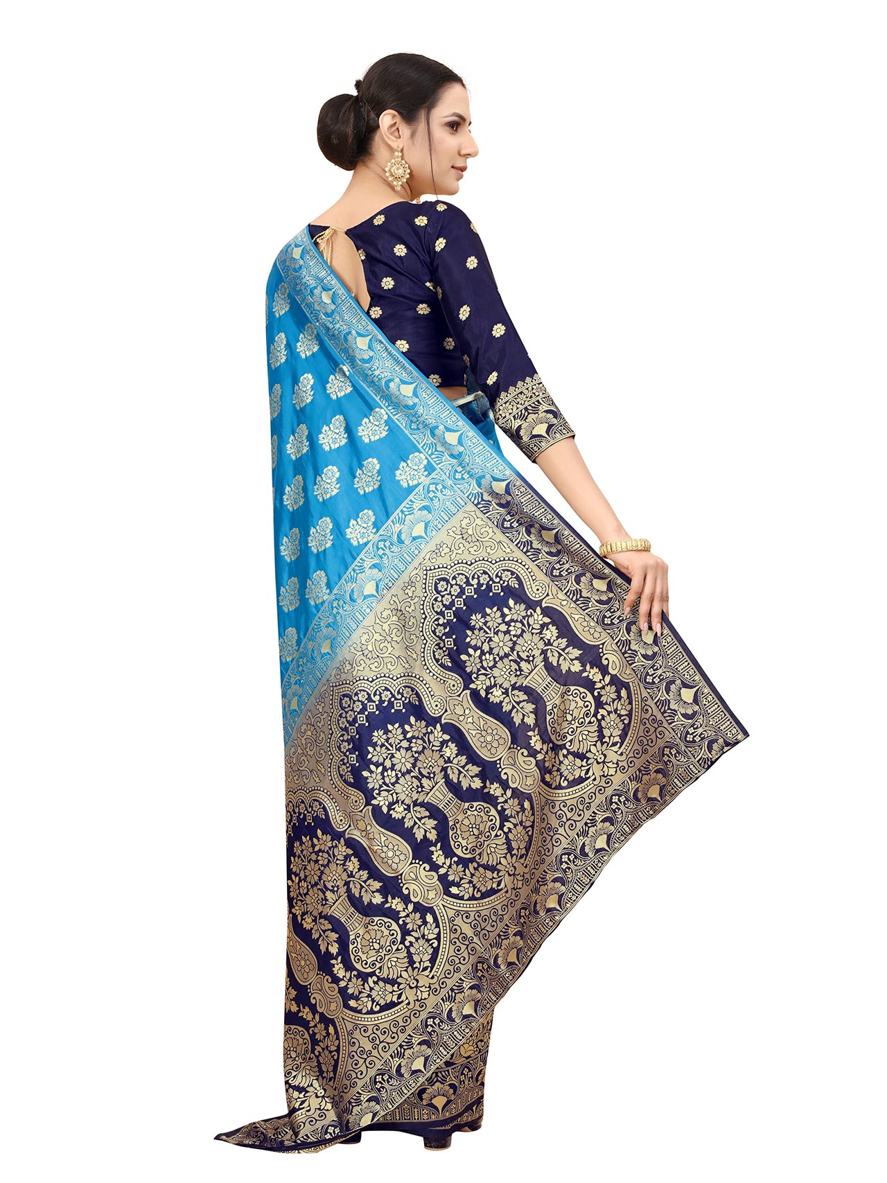 SATYAM WEAVES Women's  Banarasi Cotton Silk Saree With Blouse Piece