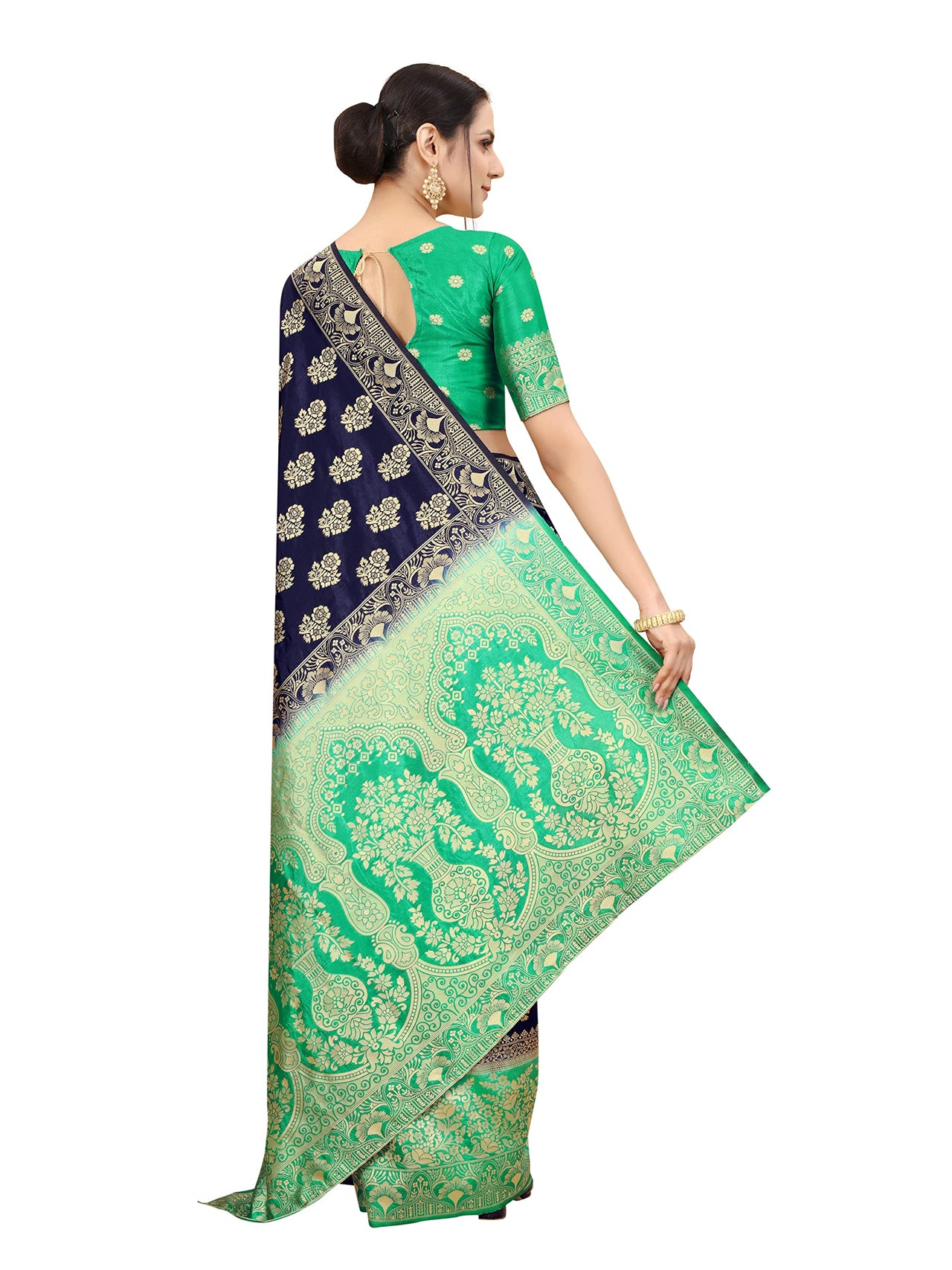 SATYAM WEAVES Women's  Banarasi Cotton Silk Saree With Blouse Piece