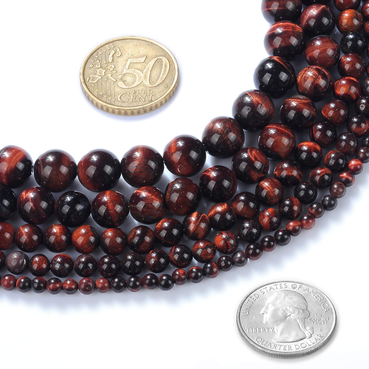 Natural Stone Beads 10mm Red Tiger Eye Gemstone Round Loose Beads Crystal Energy Stone Healing Power for Jewelry Making DIY,1 Strand 15"
