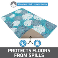 Drymate Pet Bowl Placemat, Dog & Cat Food Feeding Mat - Absorbent Fabric, Waterproof Backing, Slip-Resistant - Machine Washable/Durable (USA Made) (12” x 20”) (Indian Summer Turquoise & White 8) Small (12