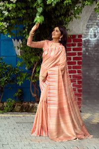 NK Textiles Women's  Ikat Woven Tussar Silk Saree with Tassels