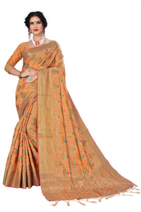 Divine International Trading Co Women's  Chanderi Saree With Blouse Piece