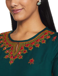 Ayukta Women's  Rayon Embroidery Straight Kurti