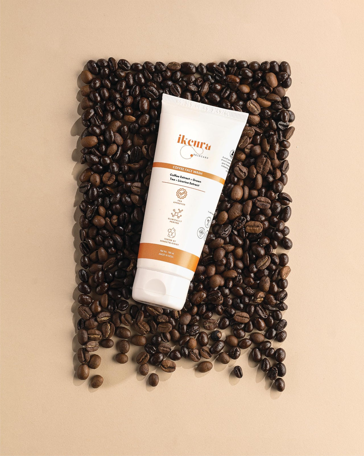 Ikcura Coffee Face Wash with Coffee Extract, Green Tea, Licorice Extract l Deep Cleansing, Acne-Fighting, Exfoliating Skin & Moisturizing, 100ml