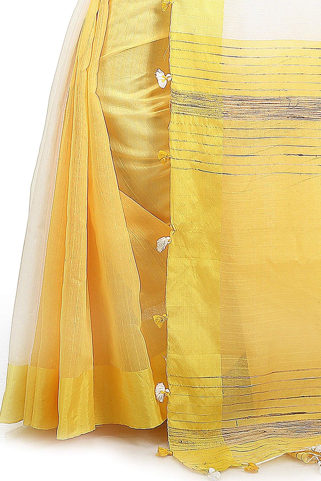 BENGAL HANDLOOM Women's  Art Silk Cotton Stripe Saree With Blouse Piece