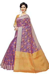 leeza store Heavy Women Kanjivaram Flower Jal Patola Saree With Blouse Piece