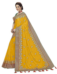 Nivah Fashion Women's  Satin Embroidery Saree with Heavy Work Blouse Piece