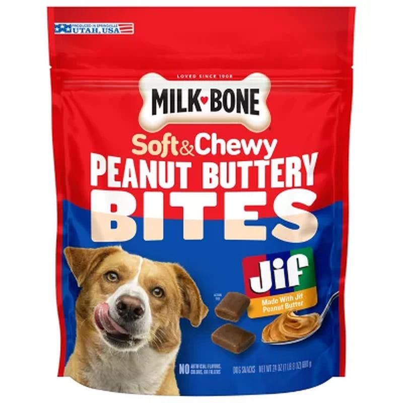 Milk-Bone, Peanut Buttery Bites, Soft Dog Treats with Jif Peanut Butter, 24 Oz.