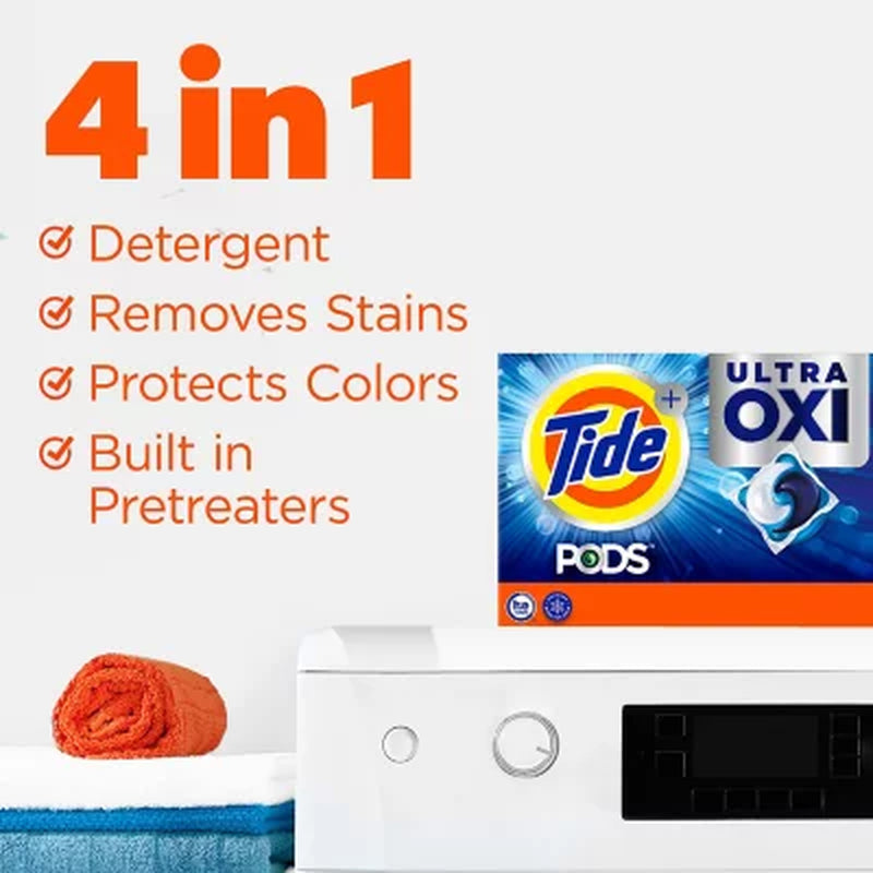 Tide PODS Laundry Detergent Pacs, 4-In-1 Ultra Oxi, 104 Ct.