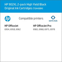 HP 902XL High-Yield Original Ink Cartridge, Black 2 Pk.