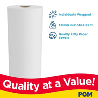 POM Individually Wrapped 2-Ply Paper Towels 30 Rolls, 110 Sheets/Roll