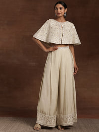 Libas Art Beige Solid Silk Blend 3 Piece Co-Ords