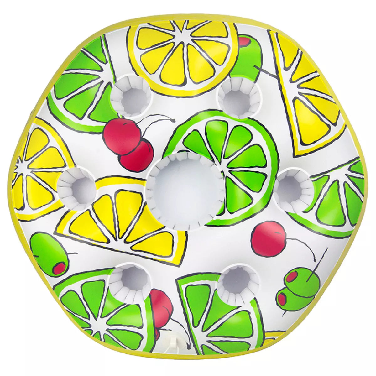 Pool Central Inflatable 6 Beverage Refreshment Float - 29” - Yellow, White and Green