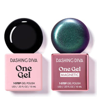 One Gel Color & Magnetic Duo - Midnight - Real Black & Rogue Magnetic Gel - 3-In-1 Base Coat, Nail Color & Top Coat - Gel Nail Polish Set