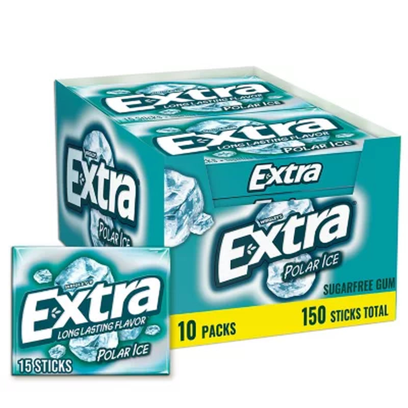 Extra Polar Ice Sugar Free Chewing Gum, 15 Pcs., 10 Pk.
