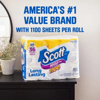 Scott 1100 1-Ply Toilet Paper 36 Rolls, 1100 Sheets/Roll