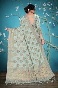 Divine International Trading Co Women's  Chanderi Saree With Blouse Piece