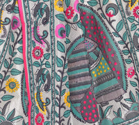 tweedle Chanderi Phulkari/Fulkari Dupatta for Women in Madhubani Kantha Embroidery