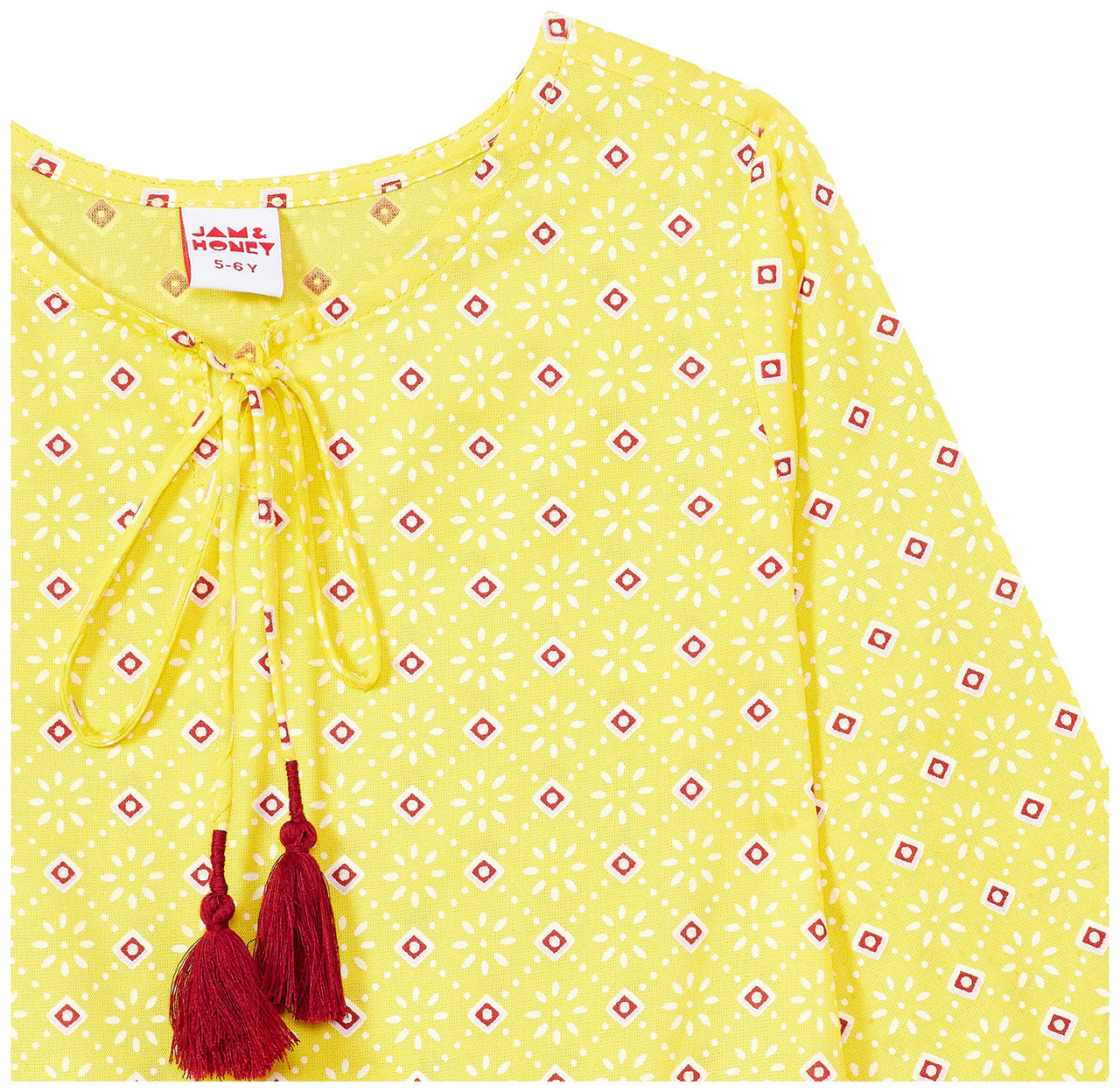 Amazon Brand - Jam & Honey Girl's  Cotton Regular Short Kurti PEACH 2 2 Years-3 Years