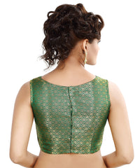 Madhu Fashion Womens Traditional Rich Banaras Brocade Sleeveless Readymade Saree Blouse