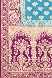 SATYAM WEAVES Women's  Banarasi Cotton Silk Saree With Blouse Piece