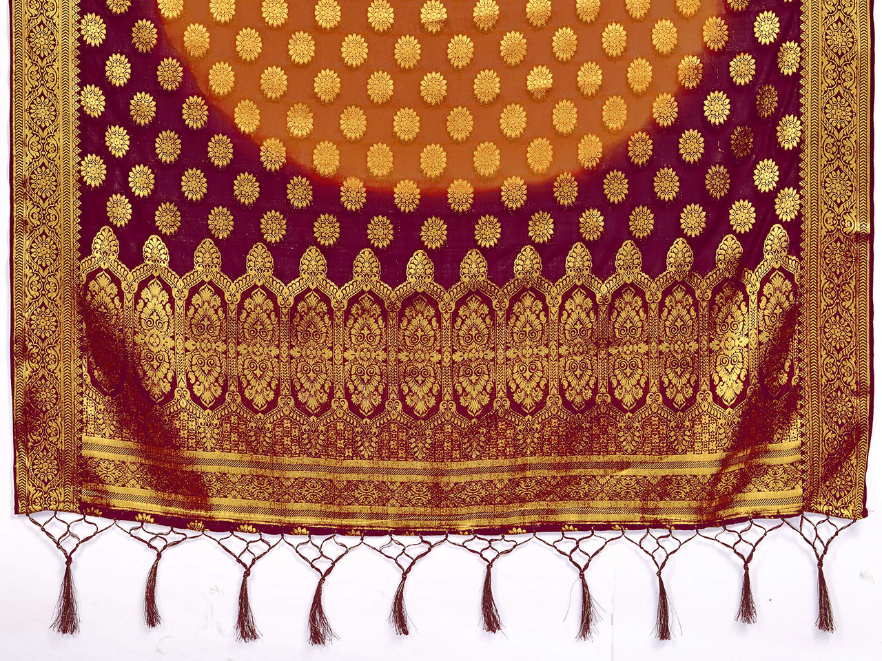 Vardha Women's  Chiffon Silk Saree with Unstitched Blouse Piece - Zari Woven Work Sarees for Wedding