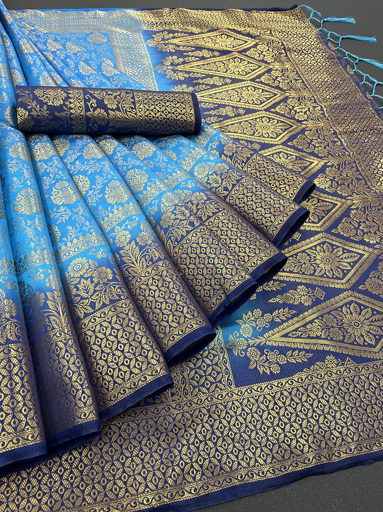 iZibra Women's  Pure Kanjivaram Silk Sraee Kanchipuram Pattu Sarees With Blouse Piece (kismat-2 paithani)