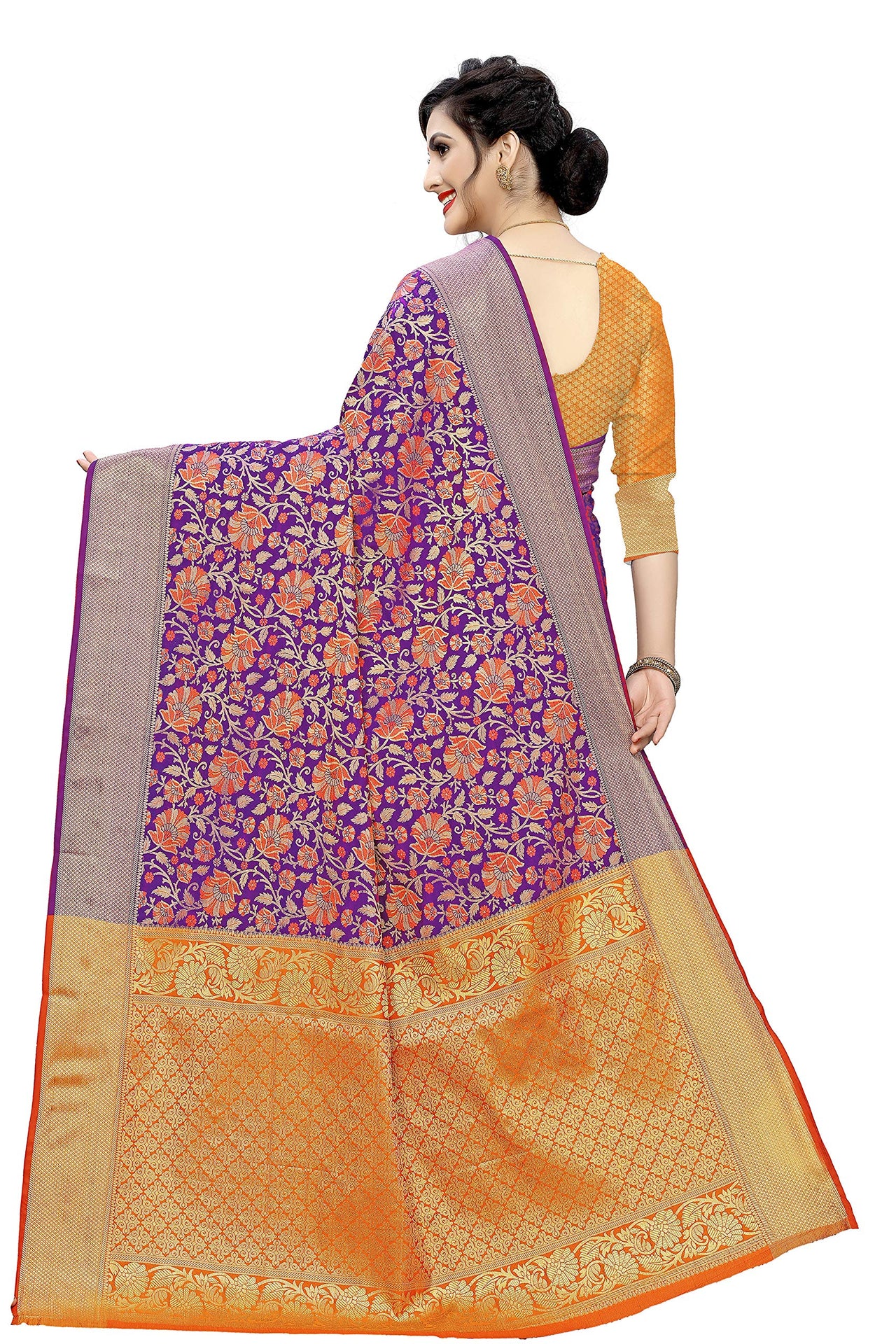 leeza store Heavy Women Kanjivaram Flower Jal Patola Saree With Blouse Piece