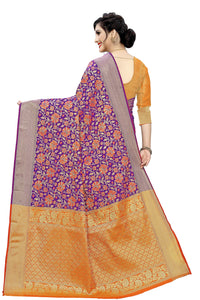 leeza store Heavy Women Kanjivaram Flower Jal Patola Saree With Blouse Piece