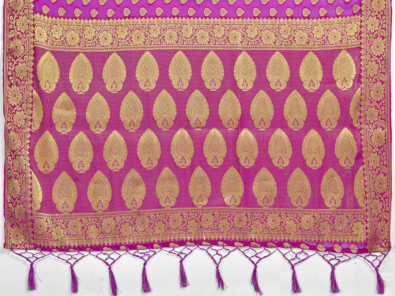 Vardha Women's  Chiffon Silk Saree with Unstitched Blouse Piece - Zari Woven Work Sarees for Wedding