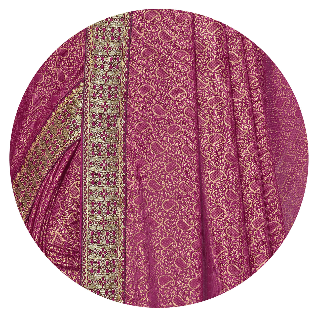 MIRCHI FASHION Women's  Stylish Lycra Foil Printed Design with Zari Woven Lace Work Saree with Blouse Piece