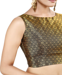 Madhu Fashion Womens Traditional Rich Banaras Brocade Sleeveless Readymade Saree Blouse