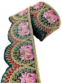 CARTZEYE Embroidery Heavy Work Trim Lace Border for Saree, Kurti, Dresses, Bandhani, Lehenga, Decorative Ribbon