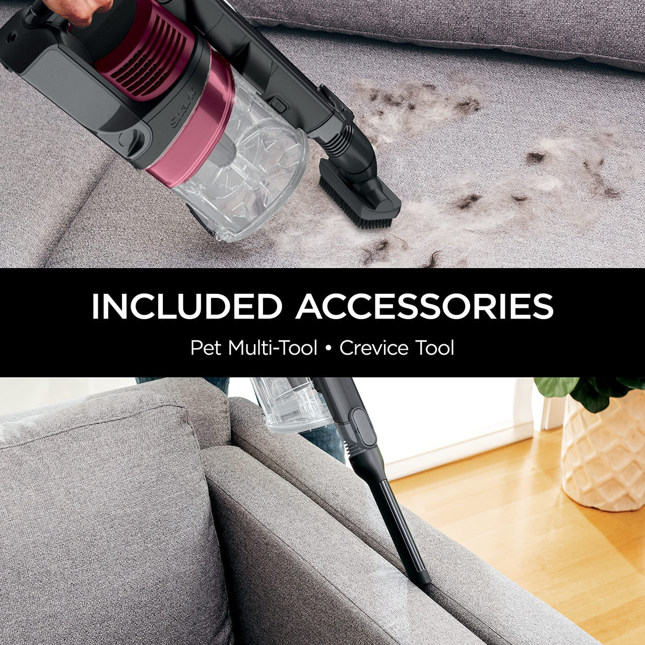 Shark IZ631H Cordless Pro Vacuum with PowerFins and Self-Cleaning Brushroll, Includes Upholstery Tool & Crevice Tool, Up To 60 Minute Runtime, HEPA Filtration, Cordless Vacuum, Dark Grey/Mojito Gray