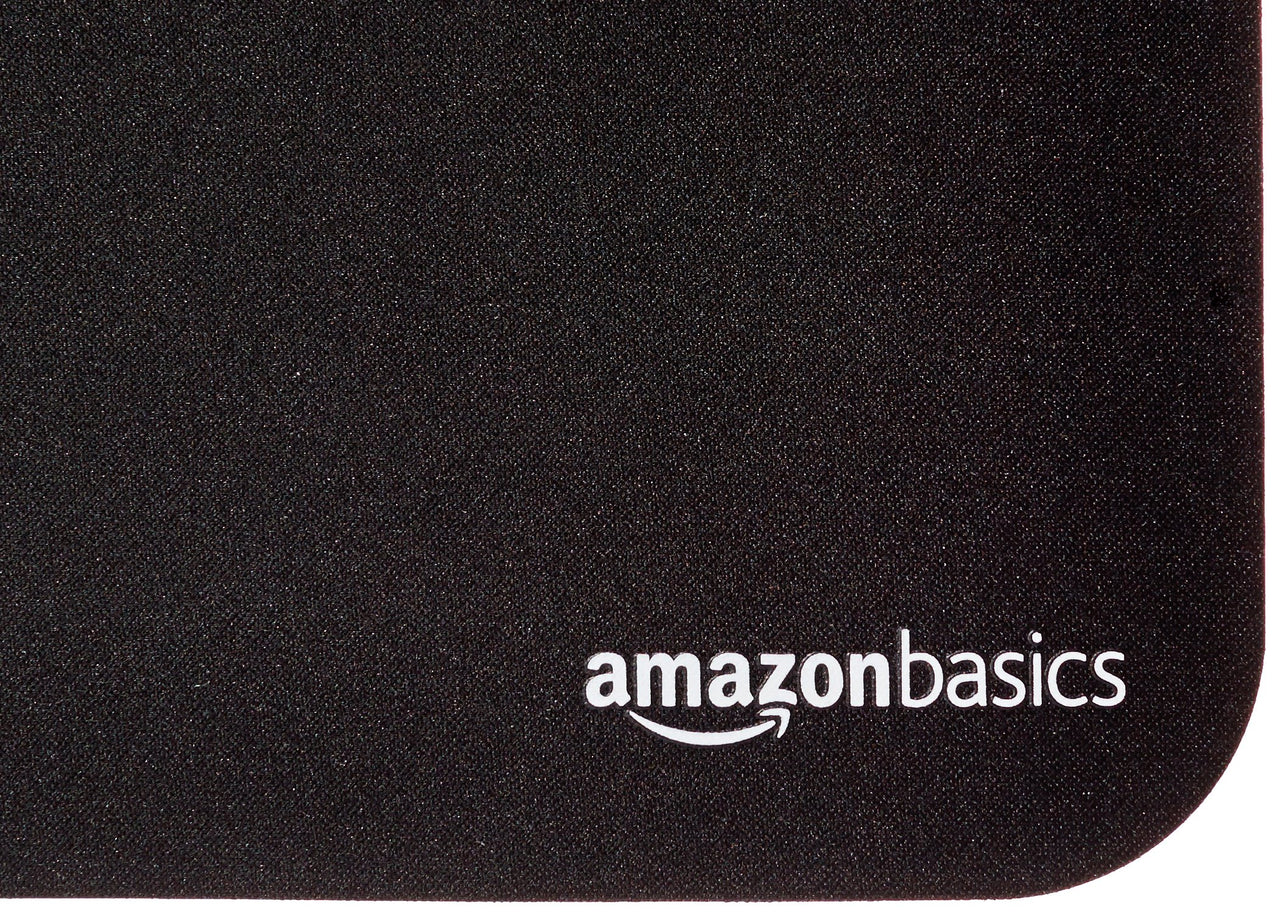 Basics Square Mouse Pad, Cloth with Rubberized Base, Standard, Black Single