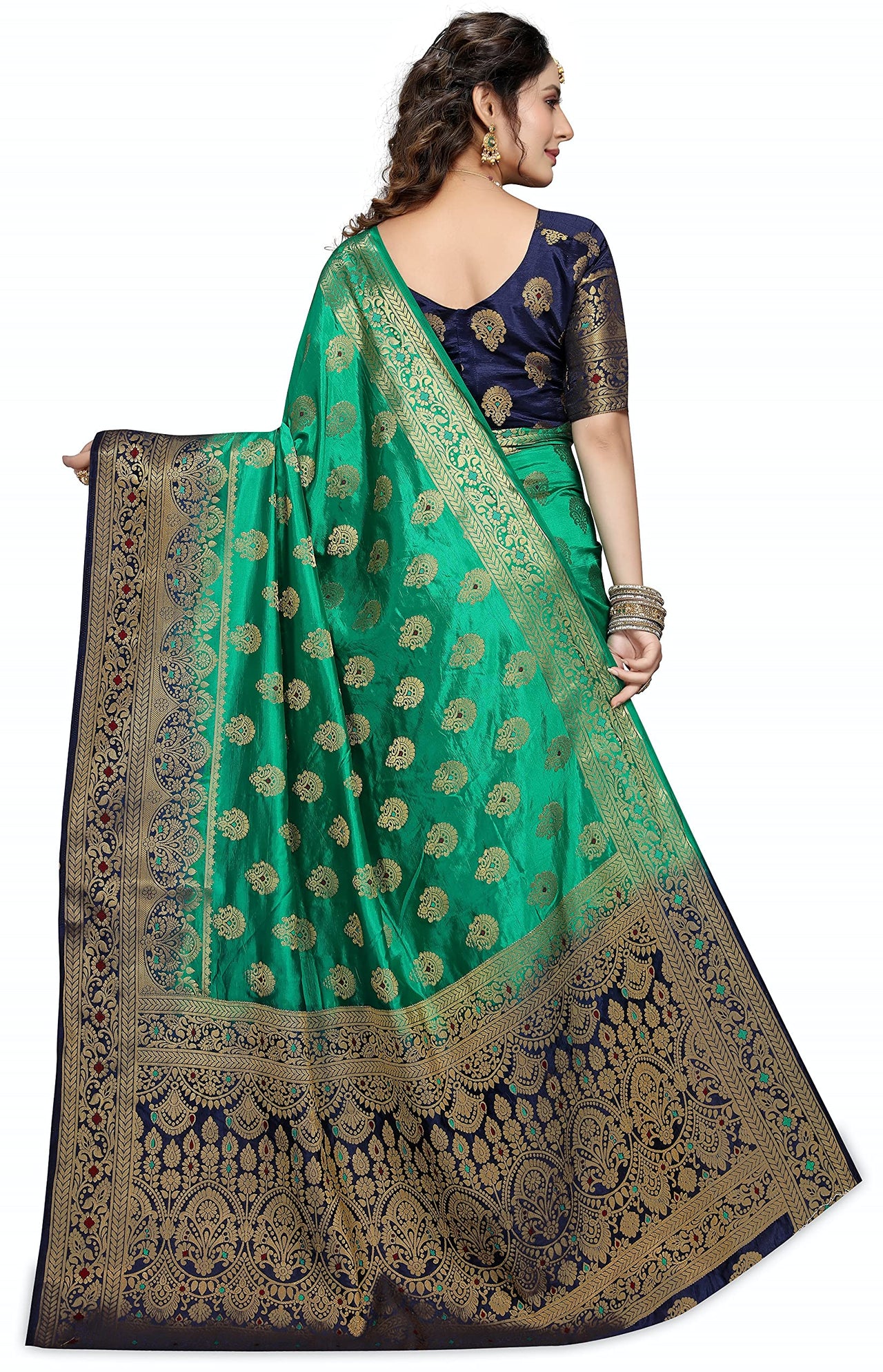 C J Enterprise Women's  Kanchipuam Pattu Pure Kanjivaram Silk Sarees For Wedding With Blouse Piece (perashooot paithani)