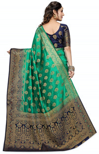 C J Enterprise Women's  Kanchipuam Pattu Pure Kanjivaram Silk Sarees For Wedding With Blouse Piece (perashooot paithani)