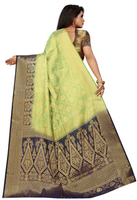 iZibra Women's  Pure Kanjivaram Silk Sraee Kanchipuram Pattu Sarees With Blouse Piece