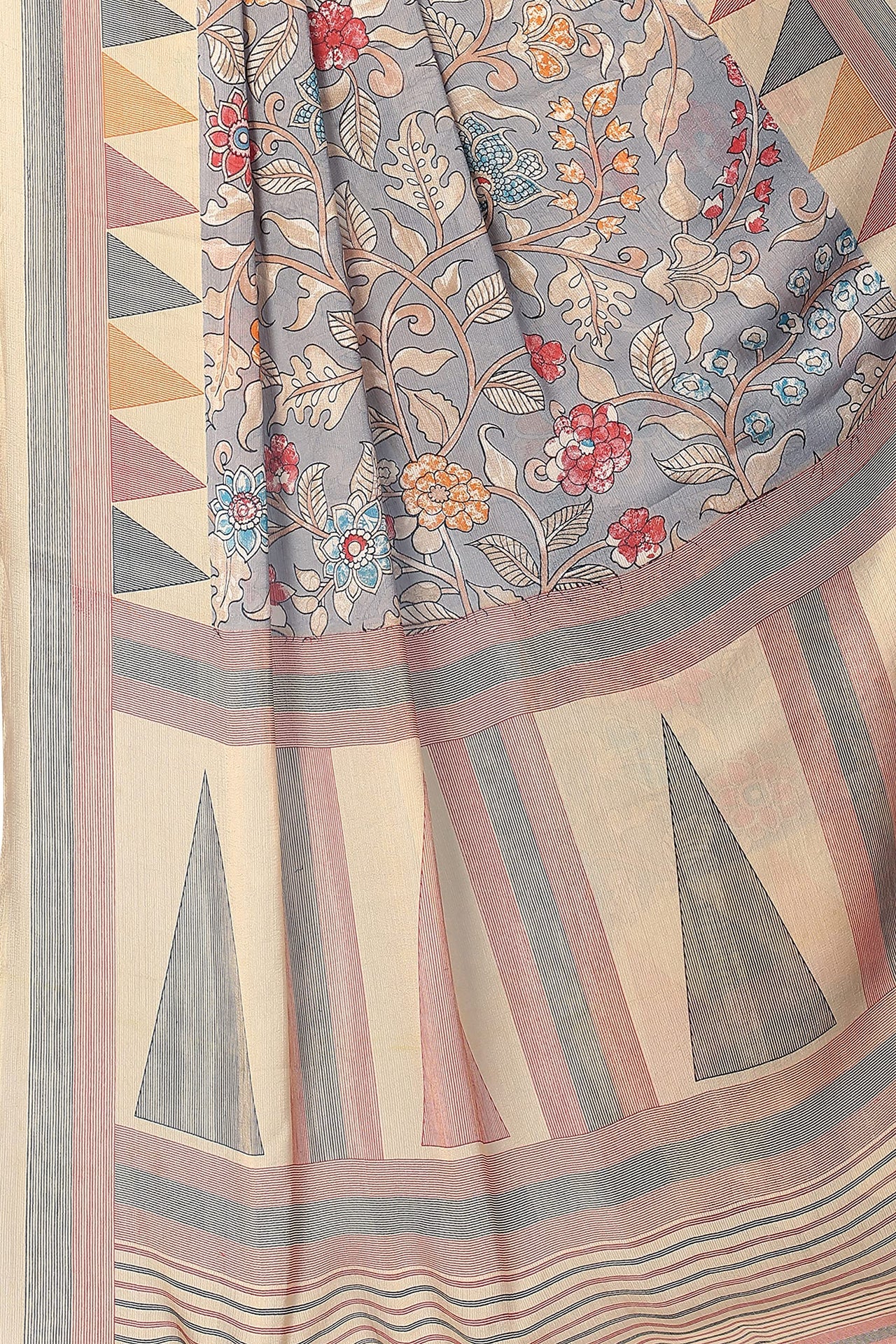 MIRCHI FASHION Women's  Stylish Chiffon Floral and Geometric Printed Saree with Blouse Piece