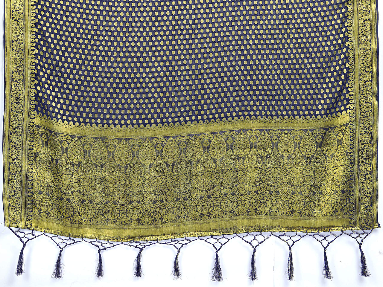 Vardha Women's  Chiffon Silk Saree with Unstitched Blouse Piece - Zari Woven Work Sarees for Wedding